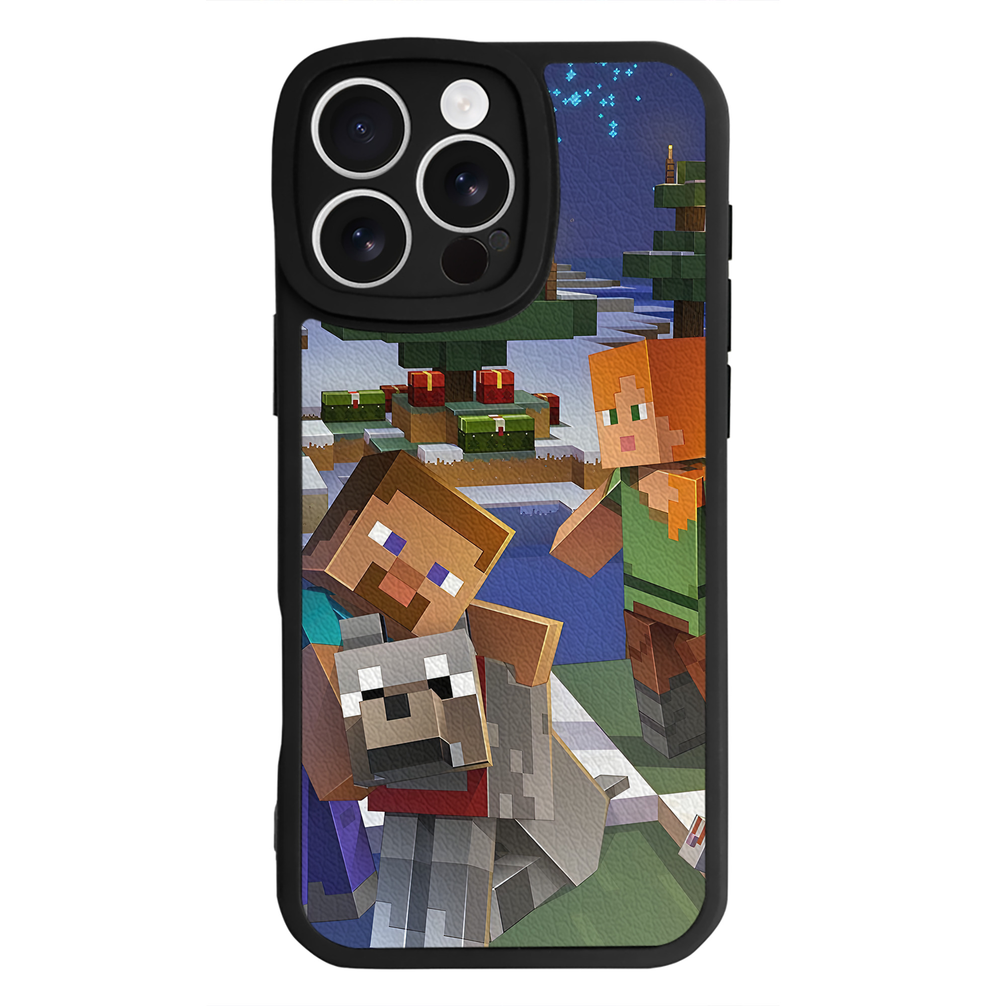 （画像用） マインクラフト ブロックの世界 Minecraft MC Block world 【iPhone 16シリーズ対応】シリコンスマホケース（レザー調） 材質：シリコン